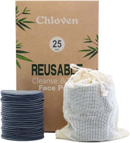 Eco-Friendly Charcoal Bamboo Pads - 25 Pack Reusable Rounds - Roots & Rooms