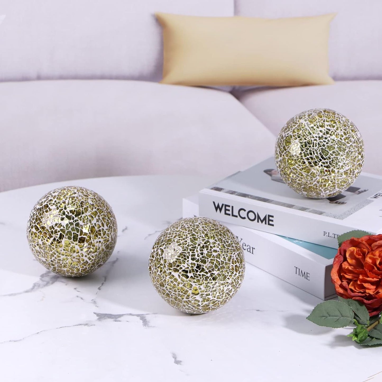 Elegant Gold Mosaic Orb Centerpiece Balls - Sell Fast - Roots & Rooms