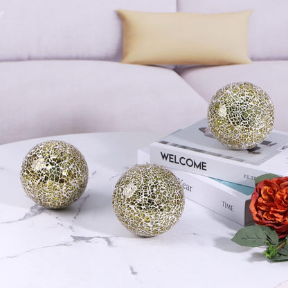 Elegant Gold Mosaic Orb Centerpiece Balls - Sell Fast - Roots & Rooms