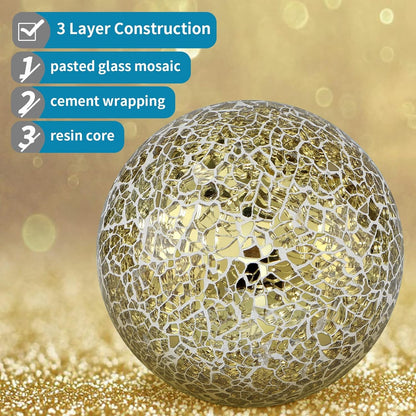 Elegant Gold Mosaic Orb Centerpiece Balls - Sell Fast - Roots & Rooms