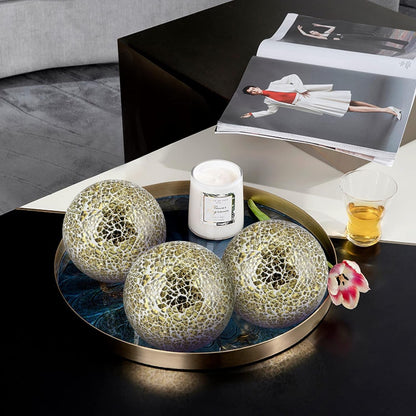 Elegant Gold Mosaic Orb Centerpiece Balls - Sell Fast - Roots & Rooms