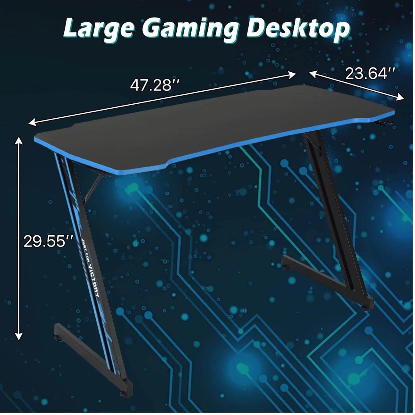 Upgrade to 47-Inch Z-Shaped Gaming Desk: Ergonomic Gamer Workstation - Roots & Rooms