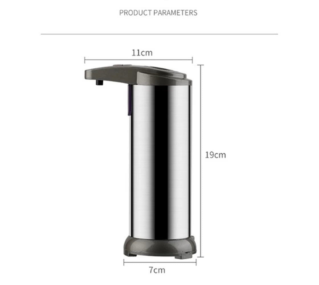 Automatic Liquid Soap Dispenser Touchless Battery Operated Stainless Steel Silver - Roots & Rooms