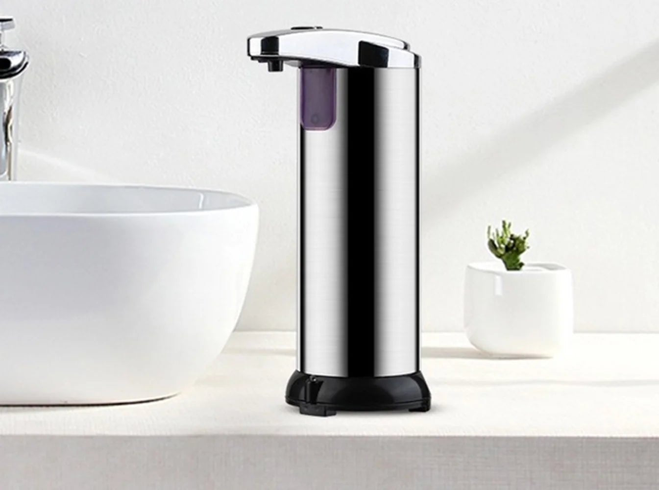 Automatic Liquid Soap Dispenser Touchless Battery Operated Stainless Steel Silver - Roots & Rooms