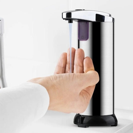 Automatic Liquid Soap Dispenser Touchless Battery Operated Stainless Steel Silver - Roots & Rooms