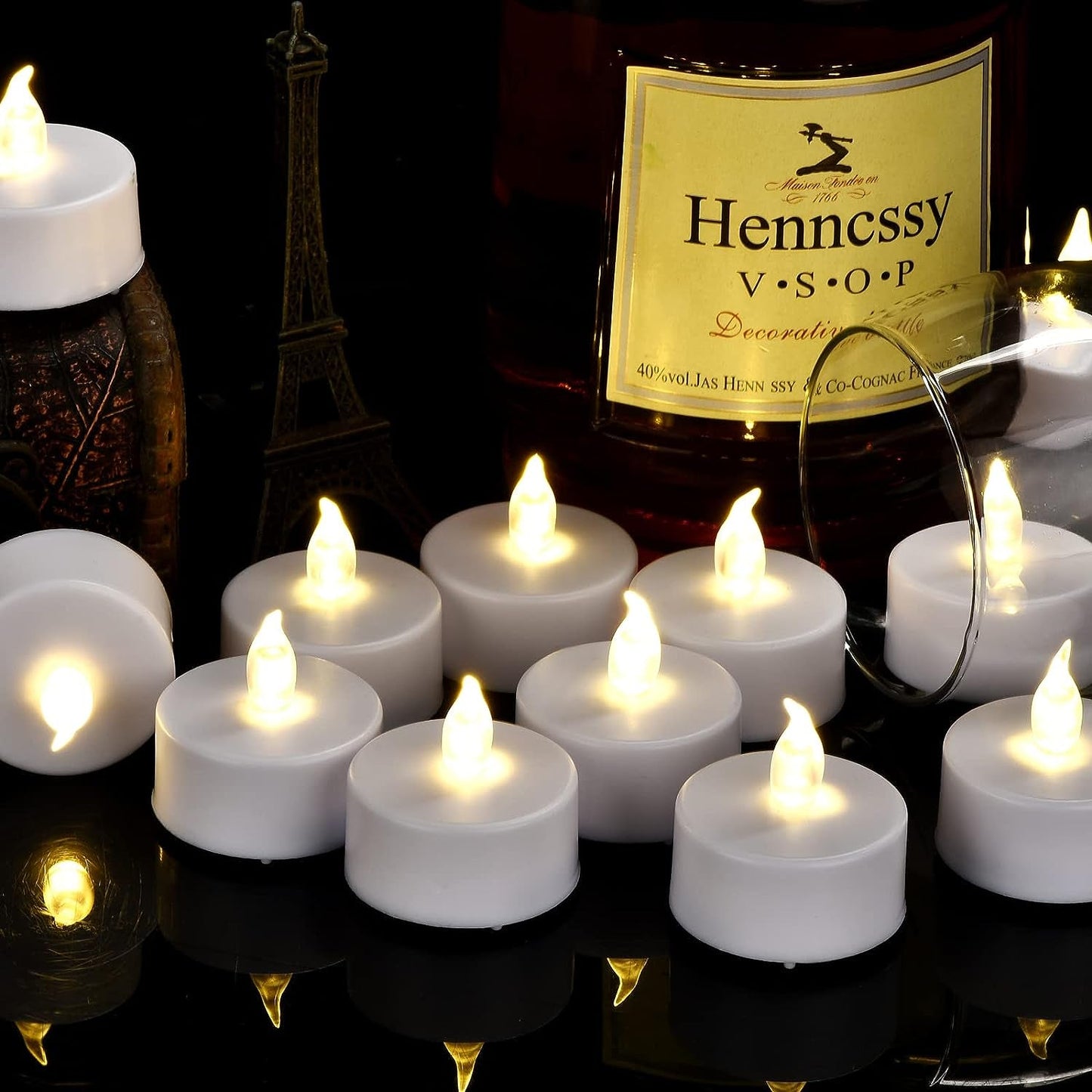 24 Flameless LED Tea Lights - Long Lasting Battery Operated Candles - Roots & Rooms