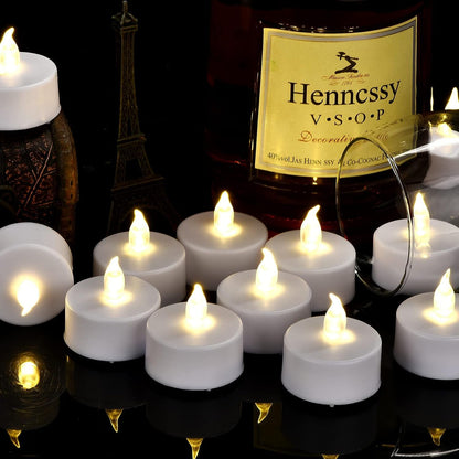 24 Flameless LED Tea Lights - Long Lasting Battery Operated Candles - Roots & Rooms