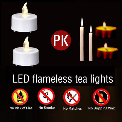 24 Flameless LED Tea Lights - Long Lasting Battery Operated Candles - Roots & Rooms