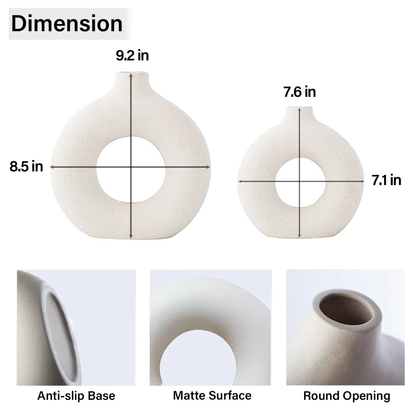 2-Piece Farmhouse Style Ceramic Donut Vase Set - Roots & Rooms