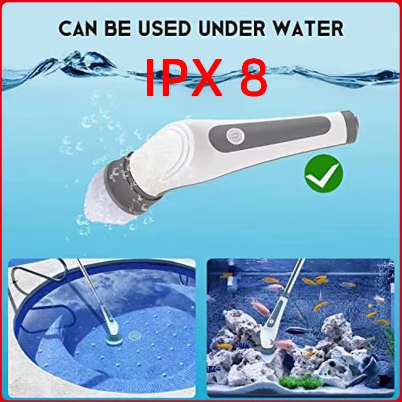 CleanMaster™ 6-in-1 Wireless Electric Scrub Brush – Adjustable Cleaning Tool for Bathroom, Kitchen & Window - Roots & Rooms