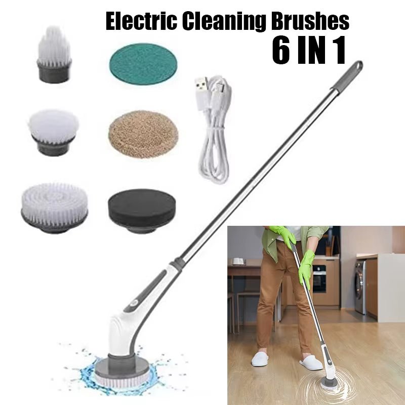 CleanMaster™ 6-in-1 Wireless Electric Scrub Brush – Adjustable Cleaning Tool for Bathroom, Kitchen & Window - Roots & Rooms