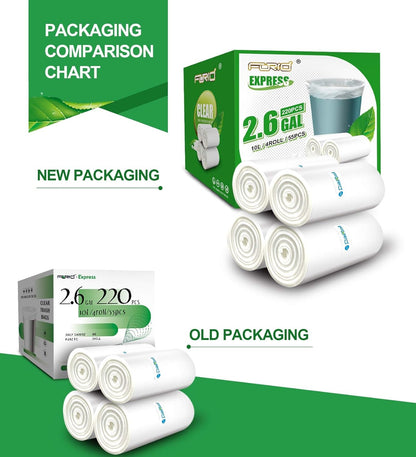 Scent-Free 2.6 Gallon Garbage Bags - High-Quality Clear Trash Bags - Roots & Rooms