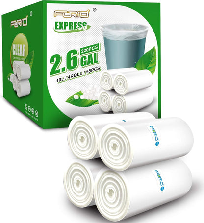 Scent-Free 2.6 Gallon Garbage Bags - High-Quality Clear Trash Bags - Roots & Rooms