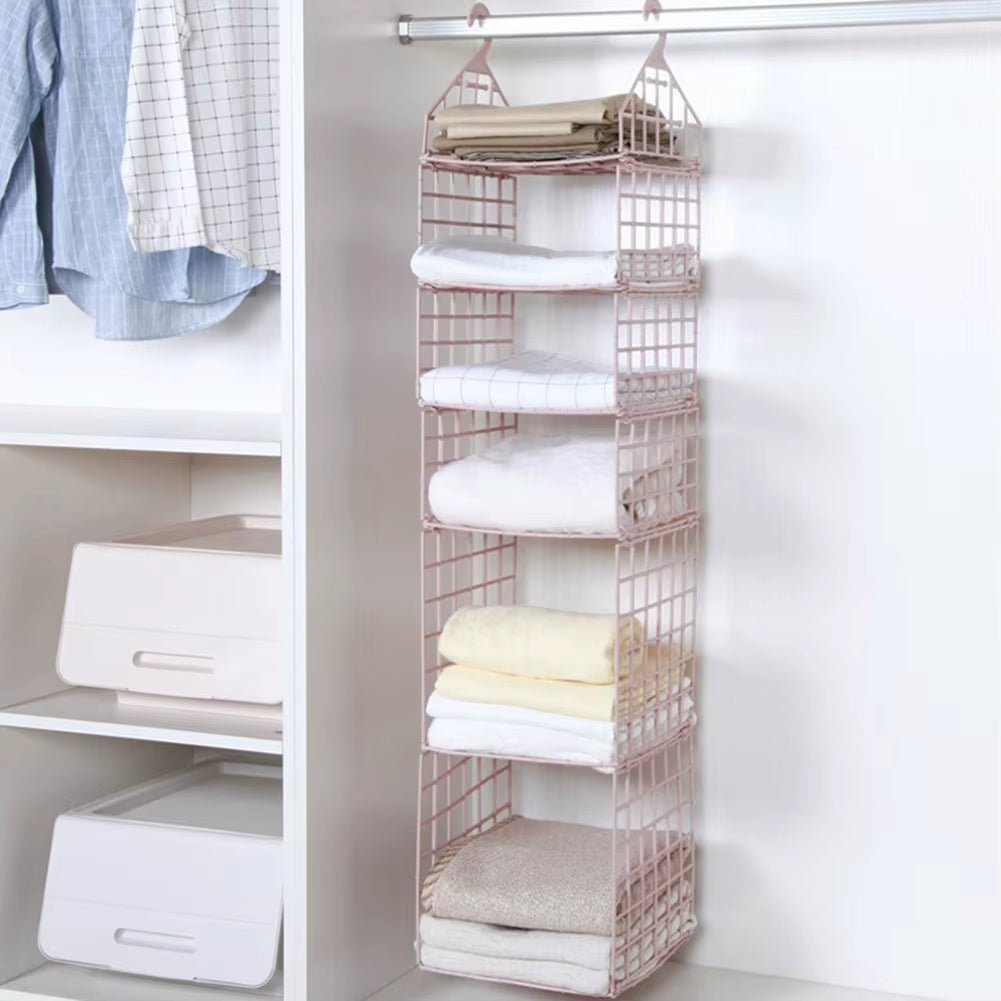 ClosetMax™ Foldable Hanging Organizer – Multi-Tier Space Saver for Pajamas, Coats, Sweaters & More - Roots & Rooms