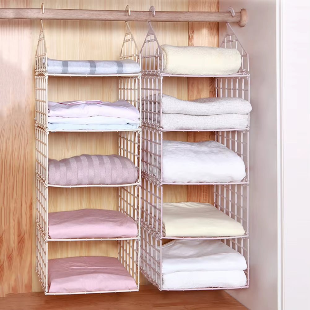 ClosetMax™ Foldable Hanging Organizer – Multi-Tier Space Saver for Pajamas, Coats, Sweaters & More - Roots & Rooms