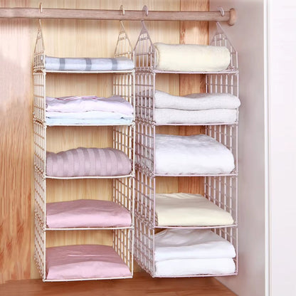 ClosetMax™ Foldable Hanging Organizer – Multi-Tier Space Saver for Pajamas, Coats, Sweaters & More - Roots & Rooms