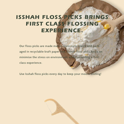 Vegan Mint Dental Floss Picks - 200 Count, Eco-Friendly - Roots & Rooms