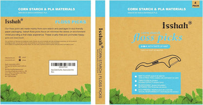 Vegan Mint Dental Floss Picks - 200 Count, Eco-Friendly - Roots & Rooms