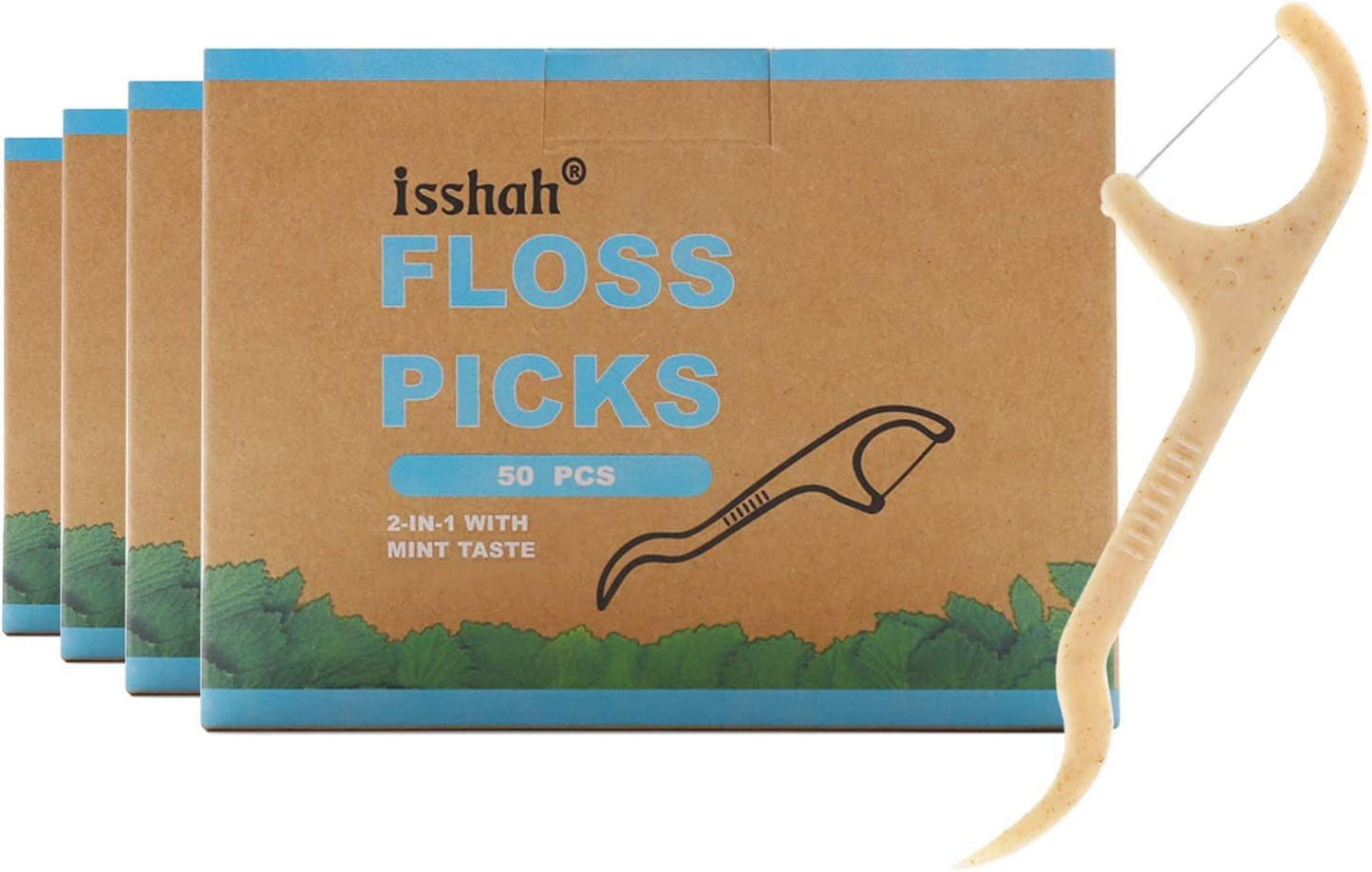 Vegan Mint Dental Floss Picks - 200 Count, Eco-Friendly - Roots & Rooms