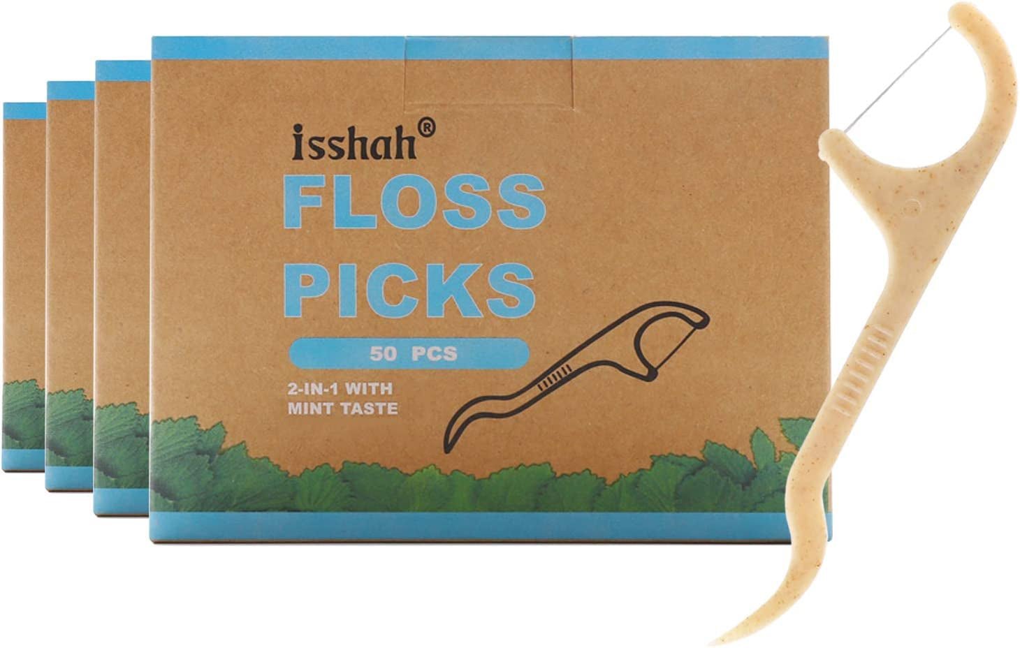 Vegan Mint Dental Floss Picks - 200 Count, Eco-Friendly - Roots & Rooms