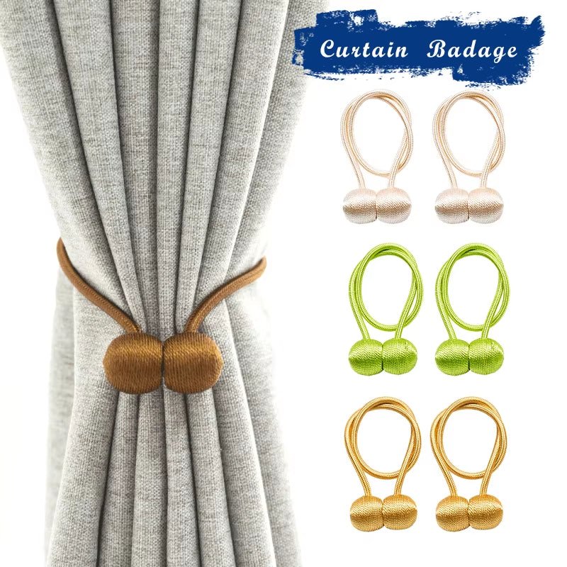 Elegant Magnetic Curtain Tiebacks – 2-Pack Decorative Polyester Buckle Clips for Effortless Style and Hold - Roots & Rooms