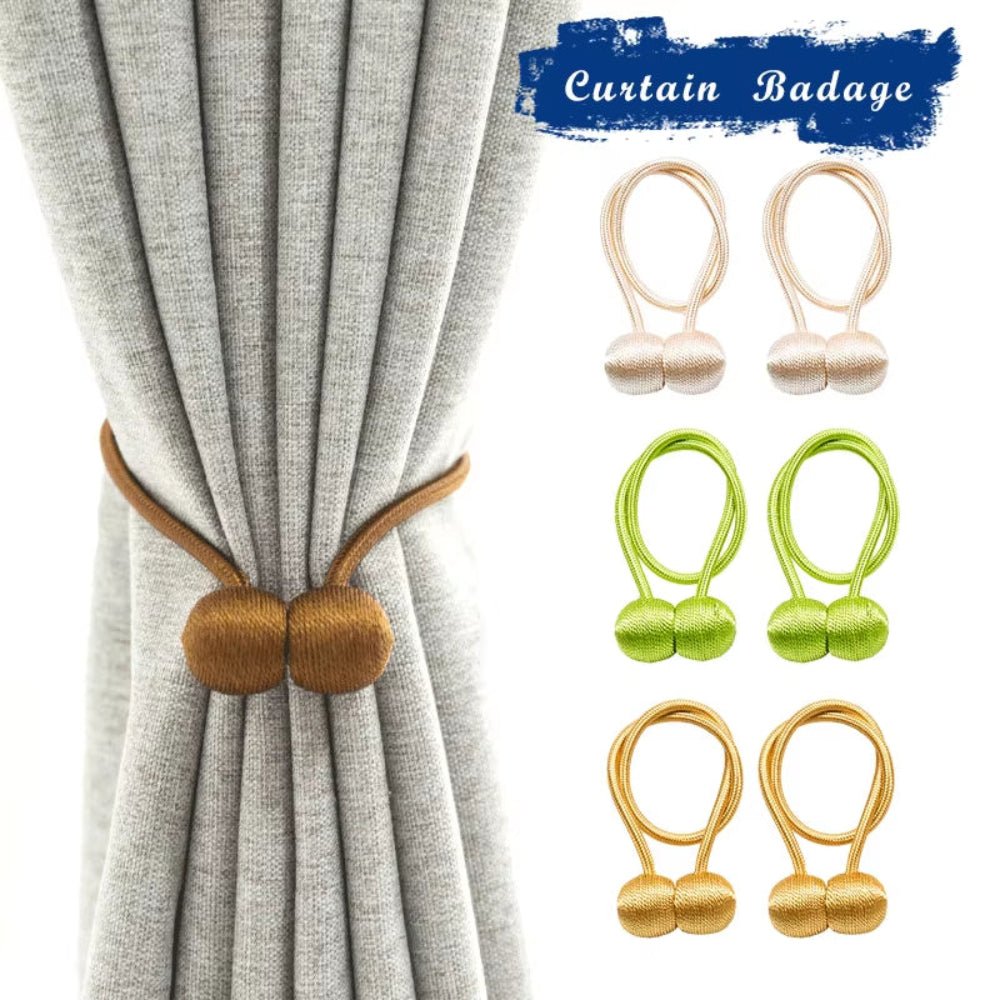 Elegant Magnetic Curtain Tiebacks – 2-Pack Decorative Polyester Buckle Clips for Effortless Style and Hold - Roots & Rooms