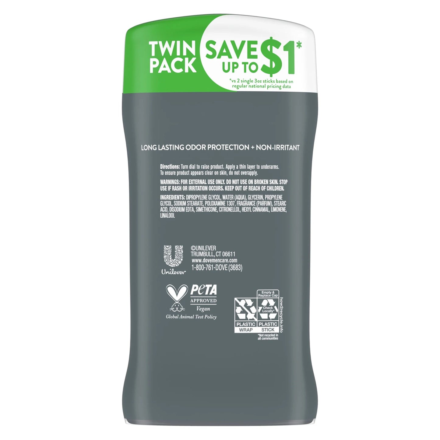Extra Fresh Deodorant Stick Twin Pack for Men, Citrus, 3 Oz - Roots & Rooms