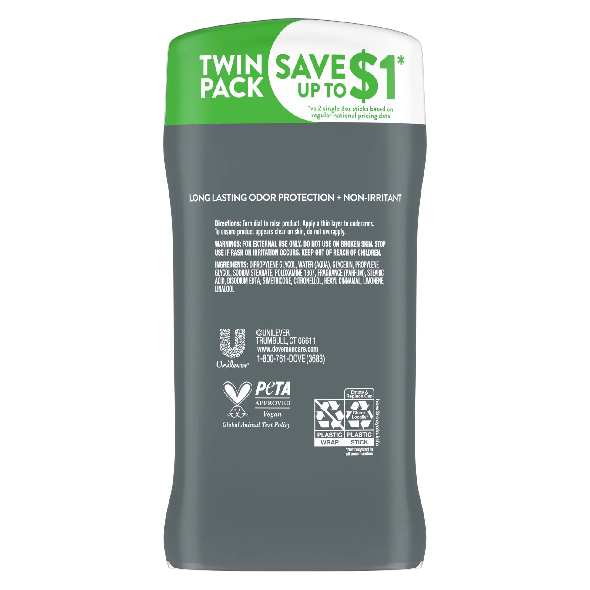 Extra Fresh Deodorant Stick Twin Pack for Men, Citrus, 3 Oz - Roots & Rooms