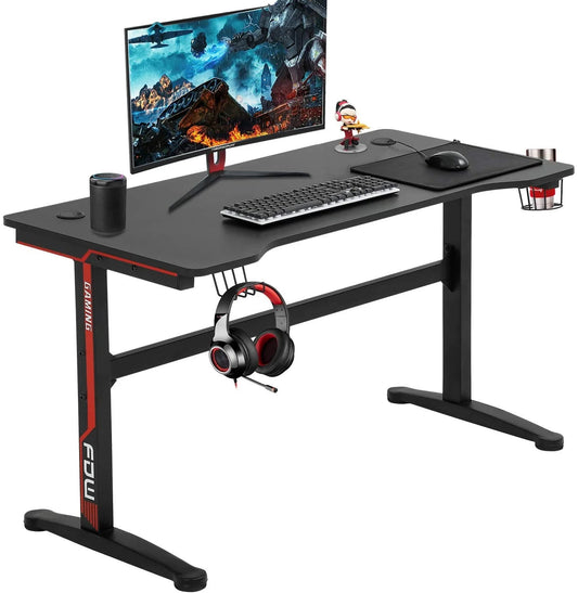Gaming Desk Computer Desk Home Office Desk with Cup Holder Headphone Hook - Roots & Rooms