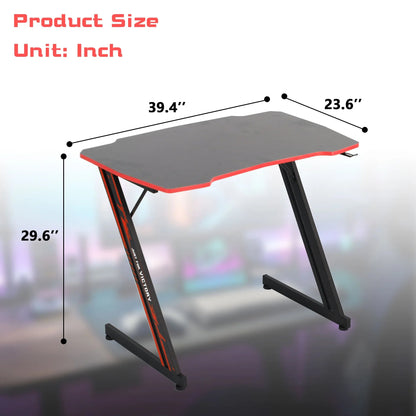 Gaming Z Shaped Desk with Headphone Hook, Blue - Roots & Rooms