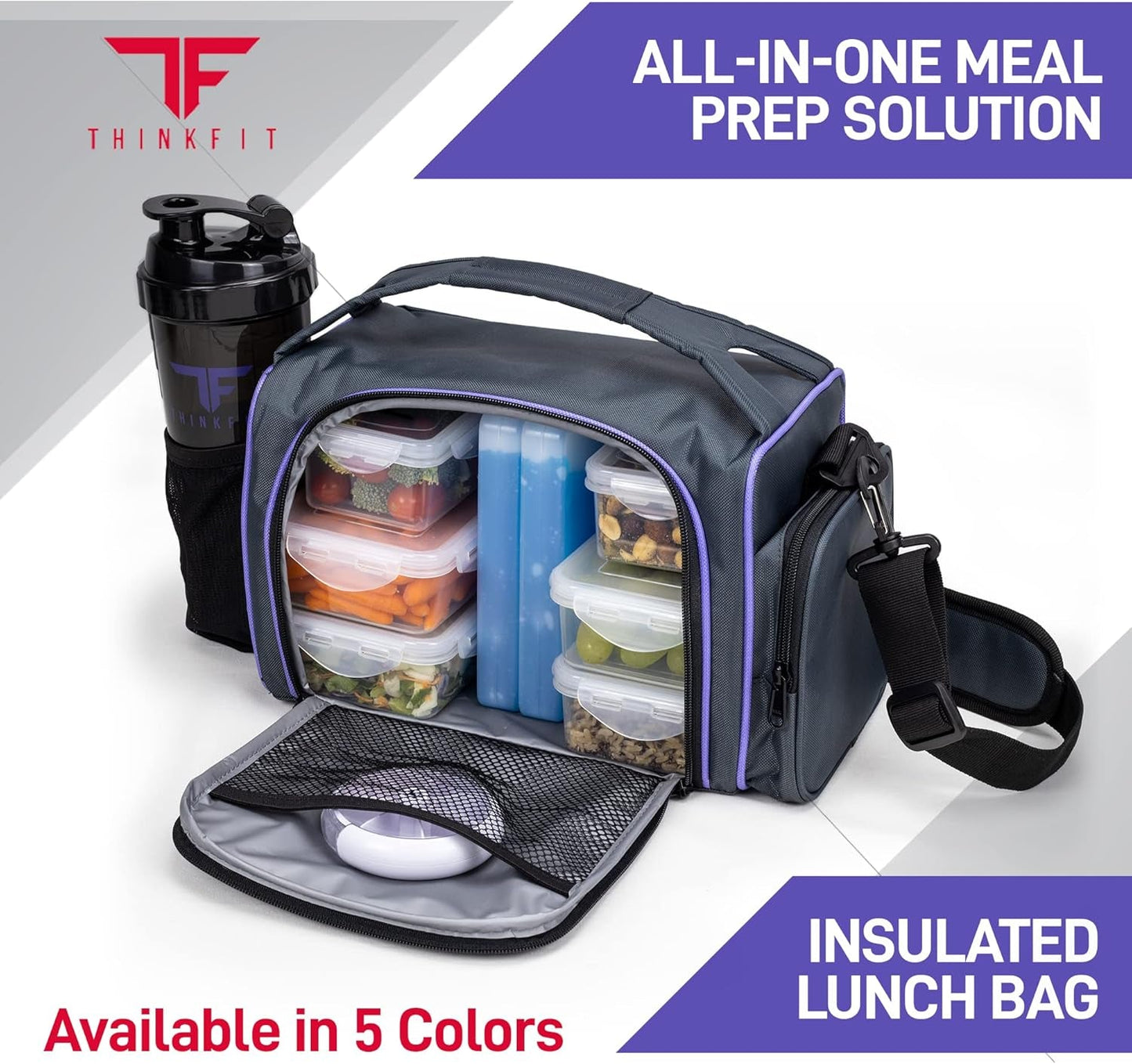 BPA-Free Insulated Lunch Bag + Meal Prep Containers - 6 Portions - Roots & Rooms