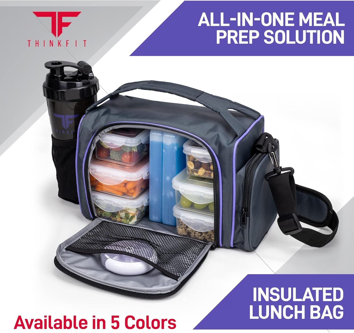 BPA-Free Insulated Lunch Bag + Meal Prep Containers - 6 Portions - Roots & Rooms