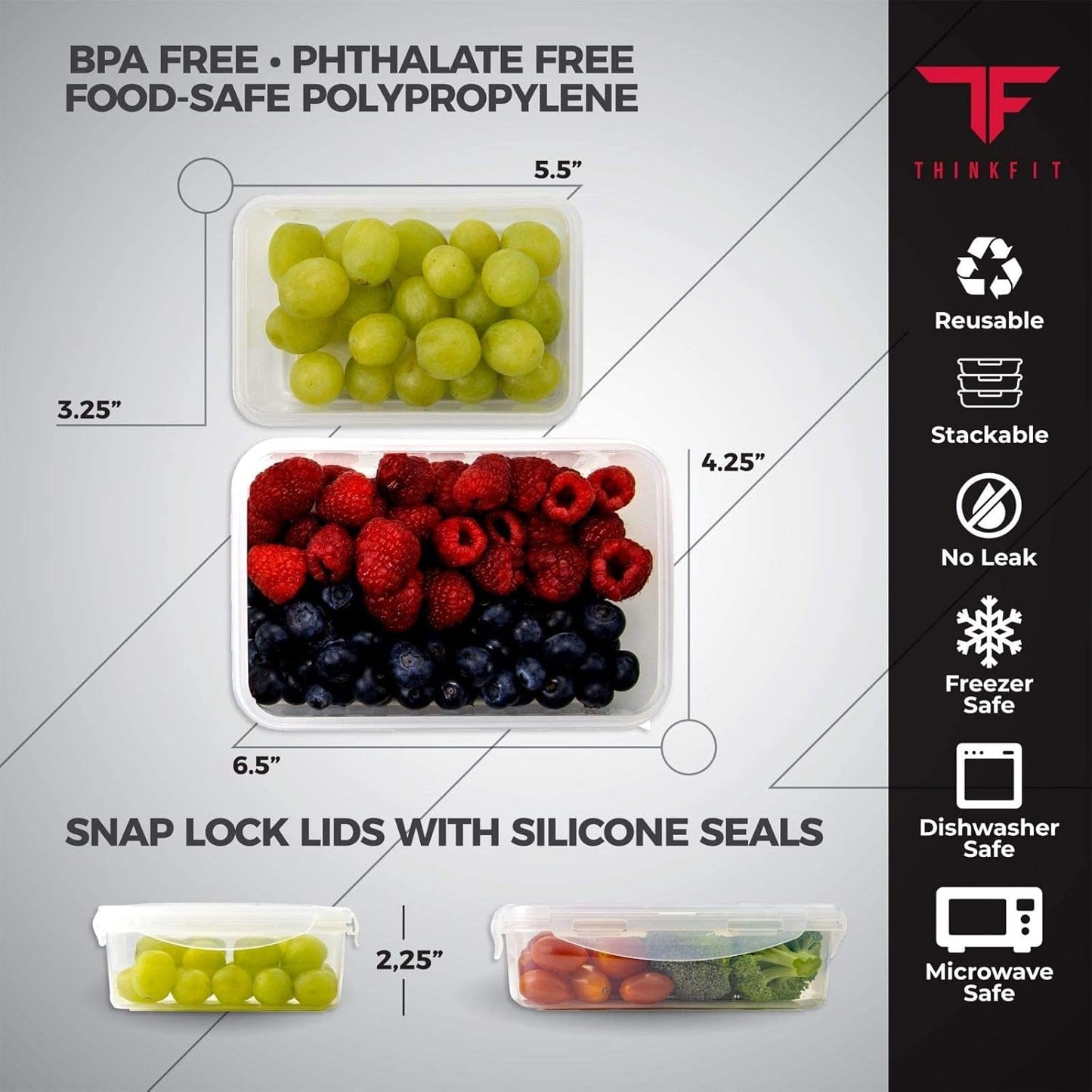 BPA-Free Insulated Lunch Bag + Meal Prep Containers - 6 Portions - Roots & Rooms