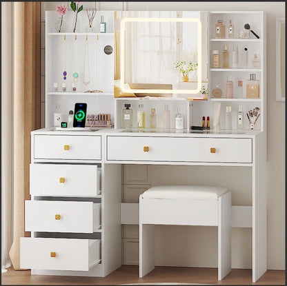 47.2" Modern Vanity Desk with LED Lights & Drawers - Roots & Rooms