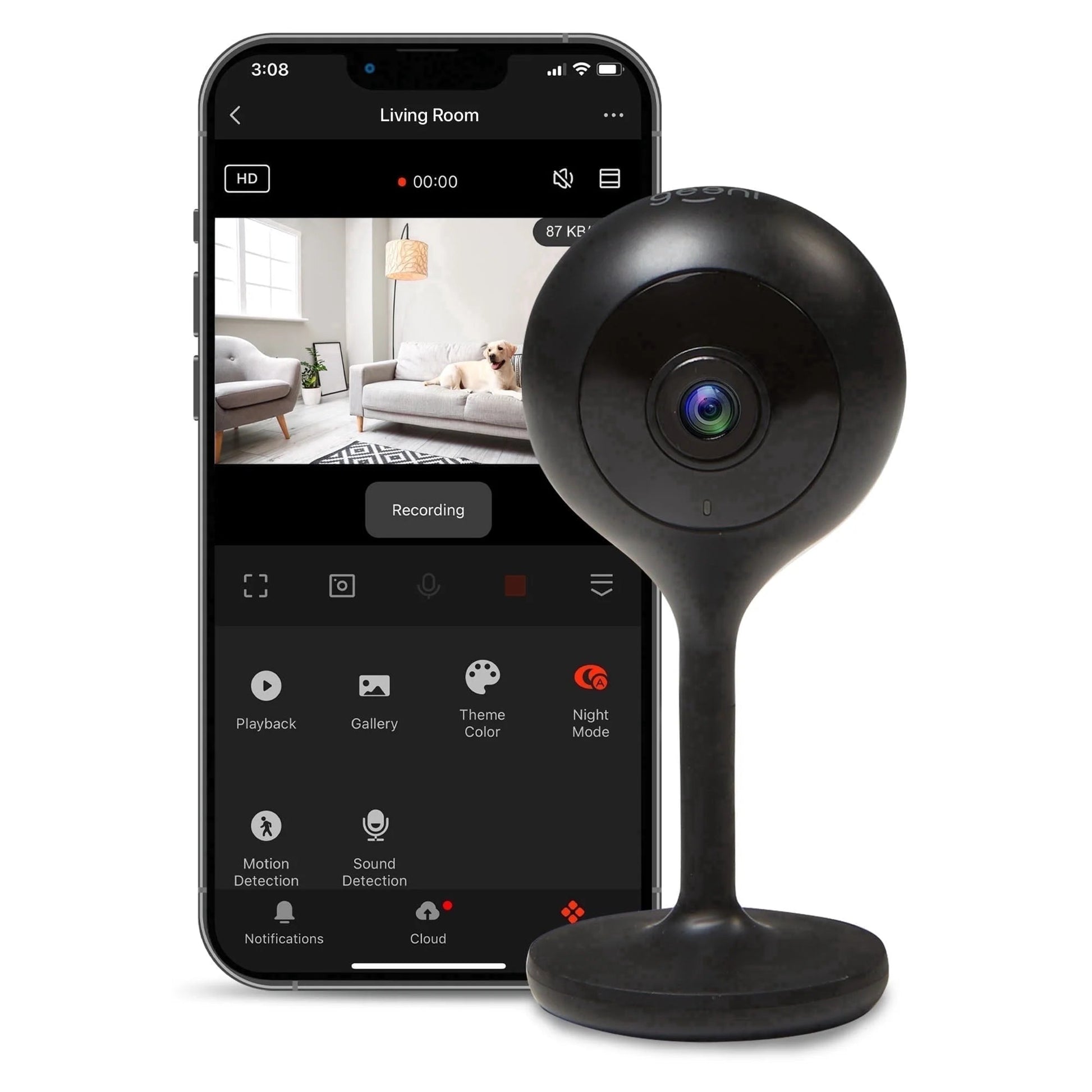 Look Indoor Home Security 1080P HD Video Surveillance Camera with Motion Detection, 2-Way Audio, Black - Roots & Rooms