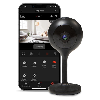 Look Indoor Home Security 1080P HD Video Surveillance Camera with Motion Detection, 2-Way Audio, Black - Roots & Rooms