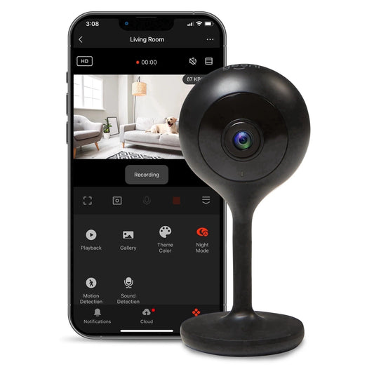Look Indoor Home Security 1080P HD Video Surveillance Camera with Motion Detection, 2-Way Audio, Black - Roots & Rooms
