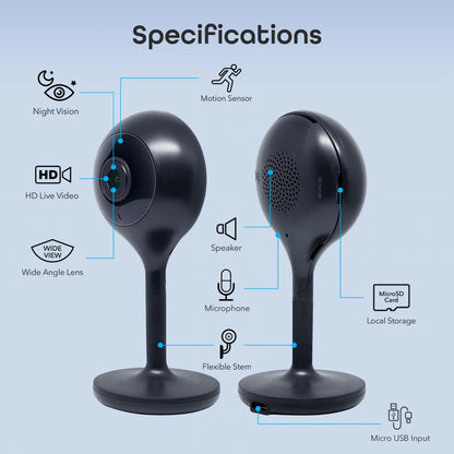 Look Indoor Home Security 1080P HD Video Surveillance Camera with Motion Detection, 2-Way Audio, Black - Roots & Rooms
