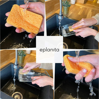 Natural Plant Based Scrub Sponges (3 Pack), Non-Scratch, Biodegradable Eco Scourers for Kitchen and Bathroom - Roots & Rooms