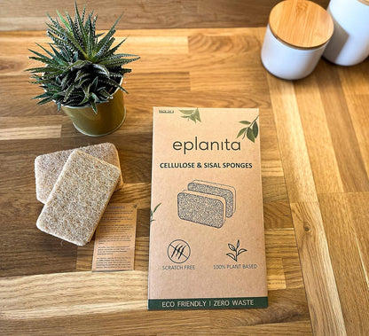Natural Plant Based Scrub Sponges (3 Pack), Non-Scratch, Biodegradable Eco Scourers for Kitchen and Bathroom - Roots & Rooms