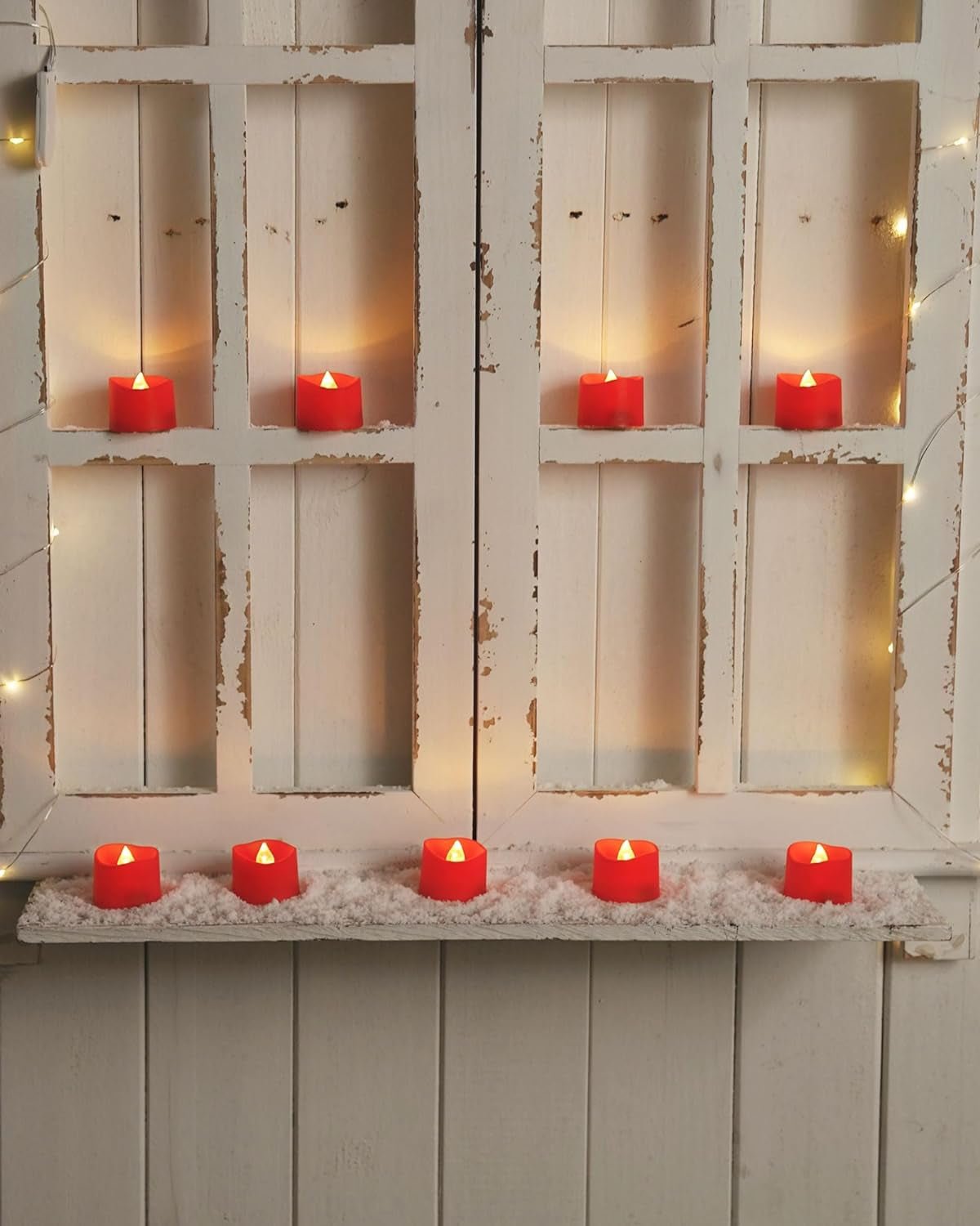 Long-Lasting Red LED Tea Lights - Set of 24 Battery-Operated Tealights - Roots & Rooms