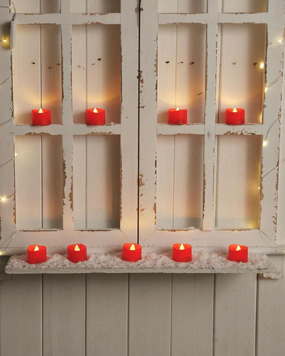 Long-Lasting Red LED Tea Lights - Set of 24 Battery-Operated Tealights - Roots & Rooms