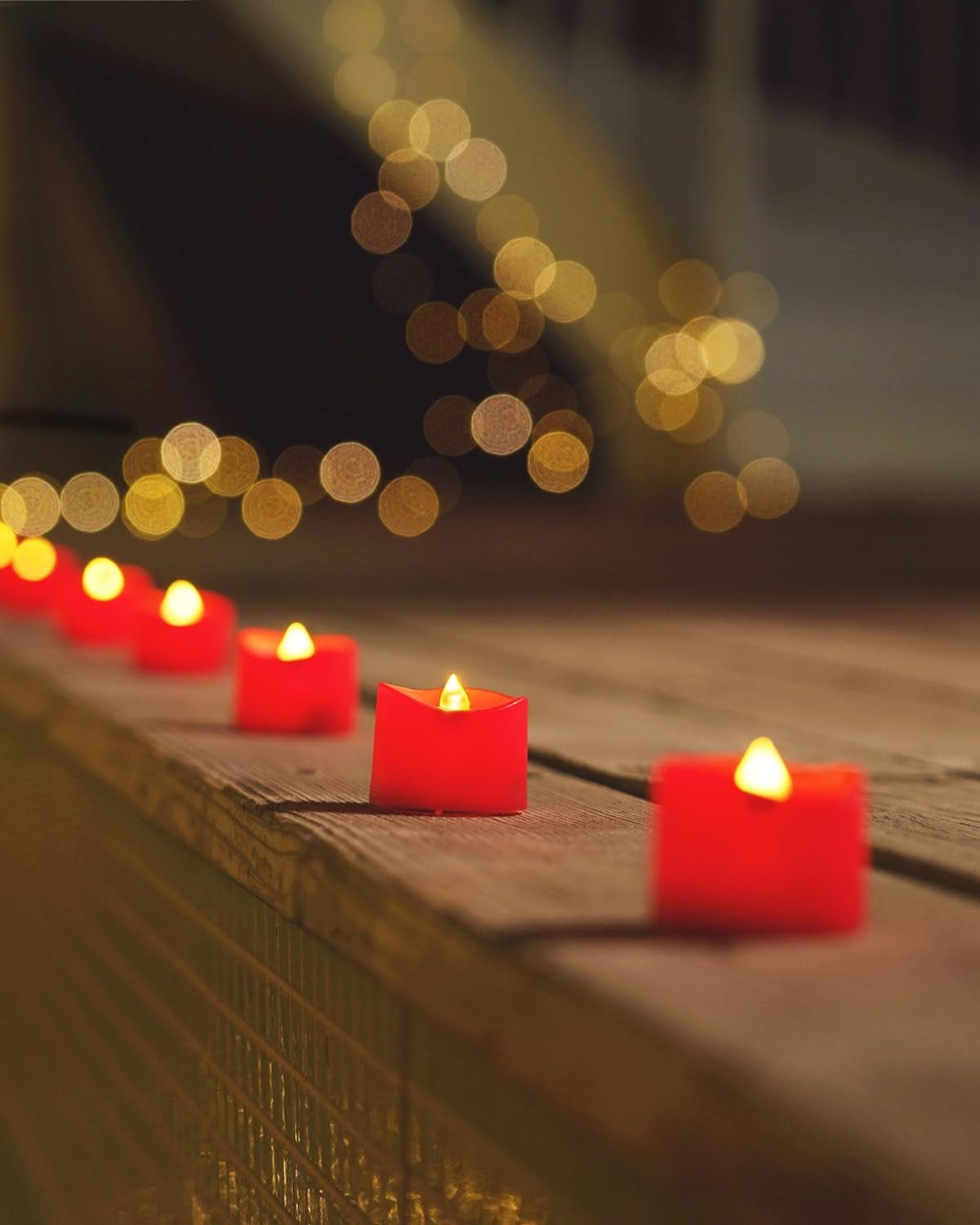 Long-Lasting Red LED Tea Lights - Set of 24 Battery-Operated Tealights - Roots & Rooms