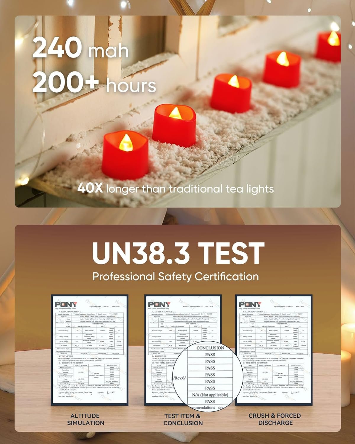 Long-Lasting Red LED Tea Lights - Set of 24 Battery-Operated Tealights - Roots & Rooms