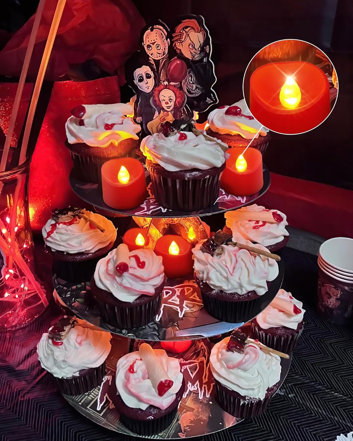 Long-Lasting Red LED Tea Lights - Set of 24 Battery-Operated Tealights - Roots & Rooms
