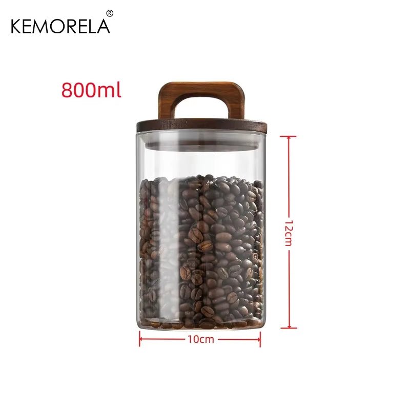 SealNest™ Glass Storage Jar with Wooden Lid – Airtight Kitchen Canister for Coffee, Tea, Spices & More - Roots & Rooms
