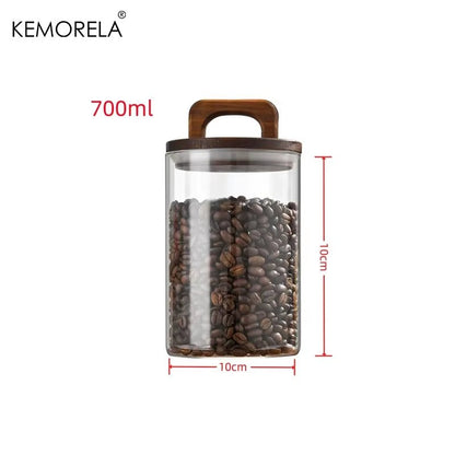 SealNest™ Glass Storage Jar with Wooden Lid – Airtight Kitchen Canister for Coffee, Tea, Spices & More - Roots & Rooms