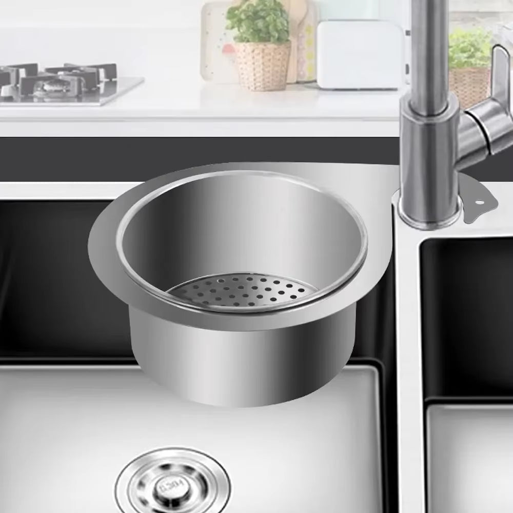 Stainless Steel Kitchen Swan Sink Strainer Basket Hanging Waste Drain Filter Basket Fruit Vegetable Drainer Sponge