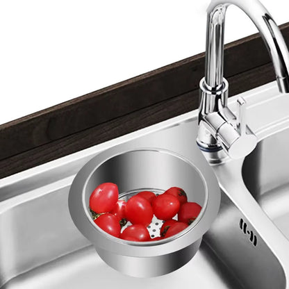 Stainless Steel Kitchen Swan Sink Strainer Basket Hanging Waste Drain Filter Basket Fruit Vegetable Drainer Sponge
