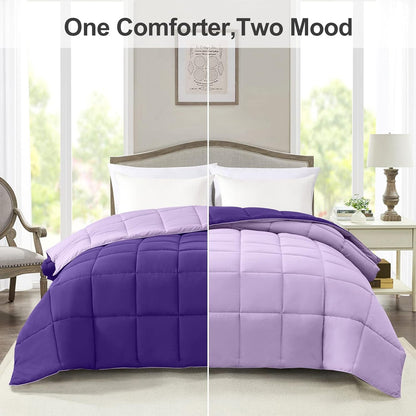 Twin Size Purple Down Alternative Comforter - Lightweight Bedding - Roots & Rooms
